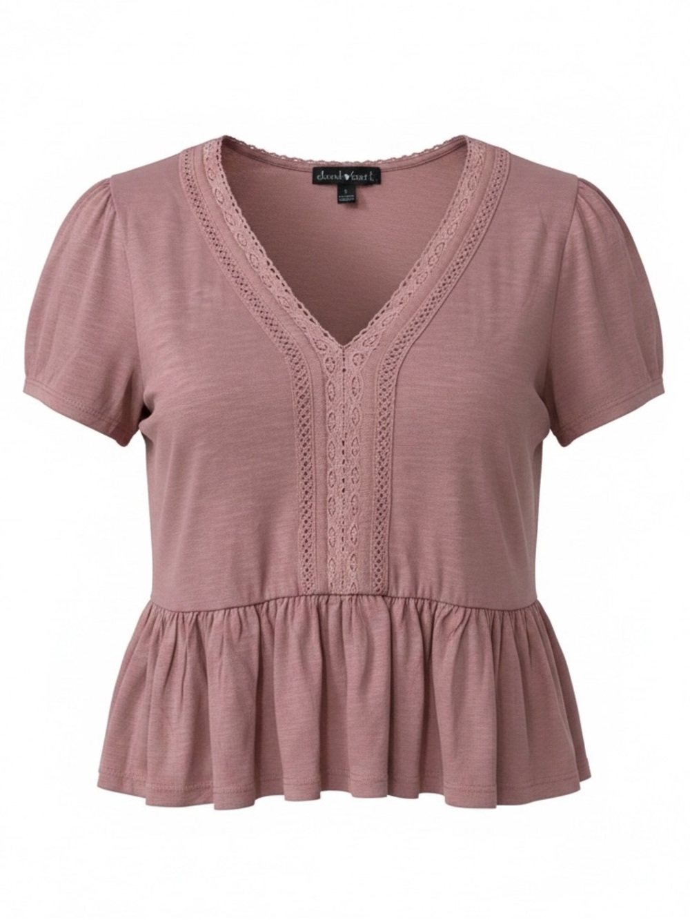 Derek Heart Dusty Rose Lace Peplum Blouse